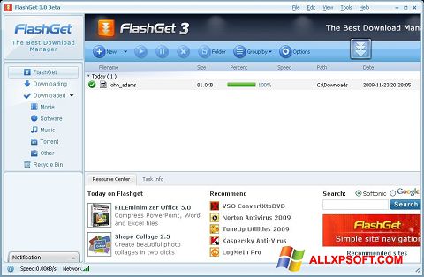 Screenshot FlashGet for Windows XP