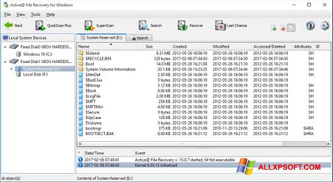 Screenshot Active File Recovery for Windows XP