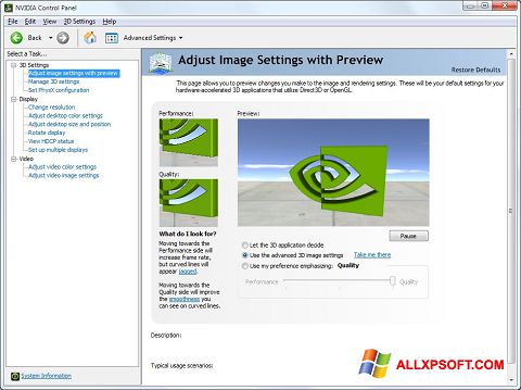 Screenshot NVIDIA ForceWare for Windows XP