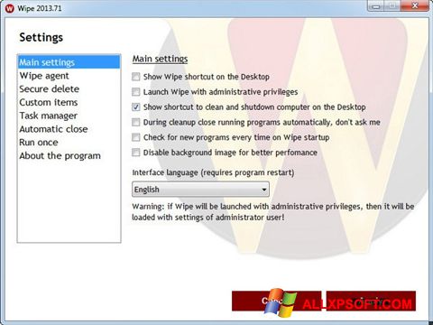 Screenshot Wipe for Windows XP