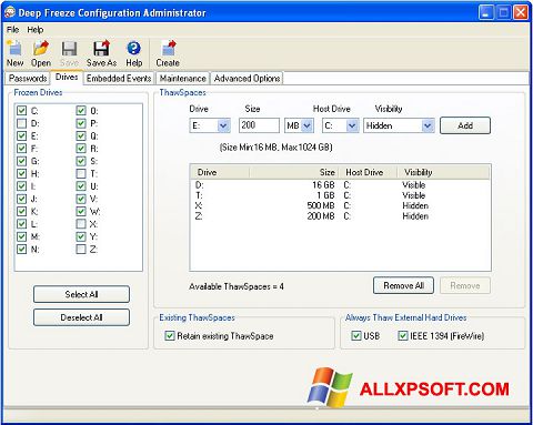 Screenshot Deep Freeze for Windows XP
