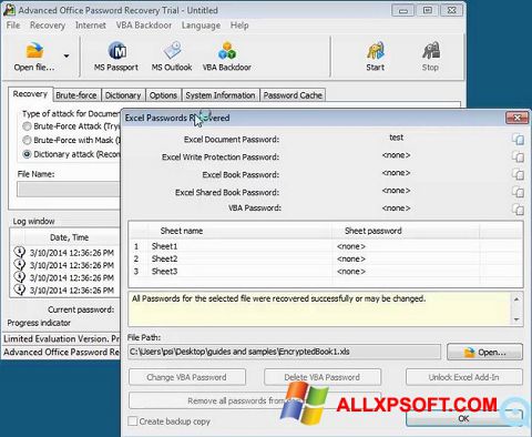 Screenshot Advanced Office Password Recovery for Windows XP