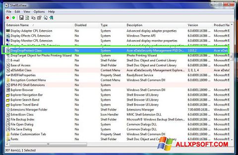 Screenshot ShellExView for Windows XP