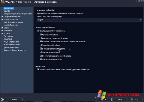 Screenshot AVG for Windows XP