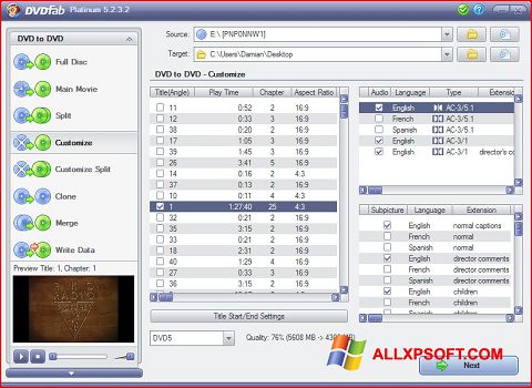 Screenshot DVDFab for Windows XP