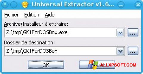 Screenshot Universal Extractor for Windows XP