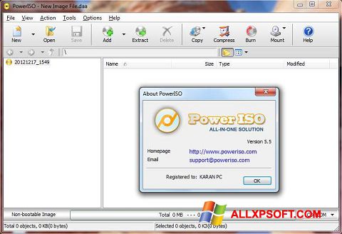 Screenshot PowerISO for Windows XP
