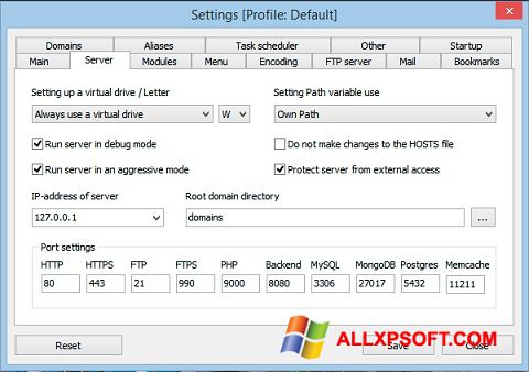 Screenshot Open Server for Windows XP