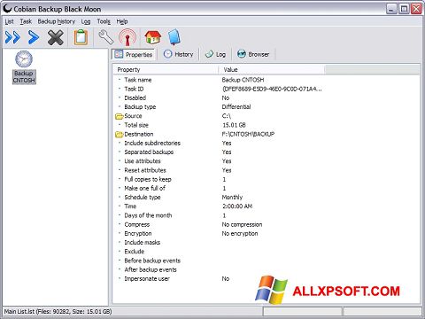 Screenshot Cobian Backup for Windows XP