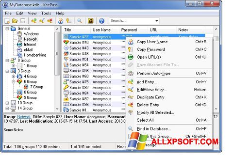 Screenshot KeePass for Windows XP