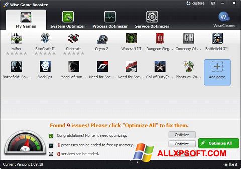 Screenshot Wise Game Booster for Windows XP
