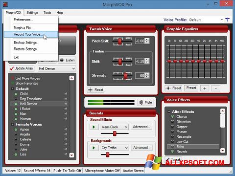 morphvox pro hoqw to use the graphic equalizer