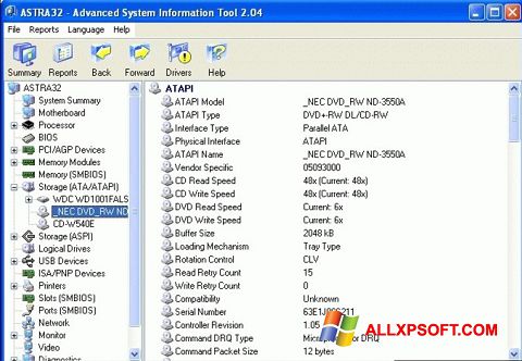 Screenshot ASTRA32 for Windows XP