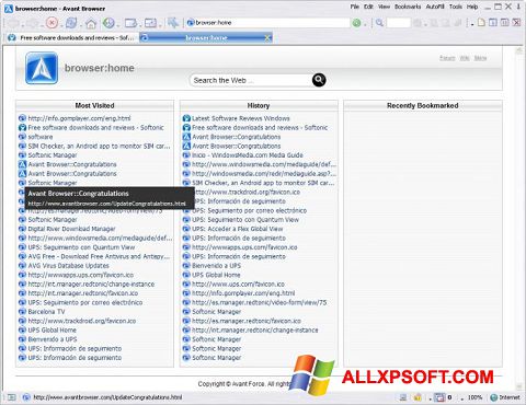 Screenshot Avant Browser for Windows XP
