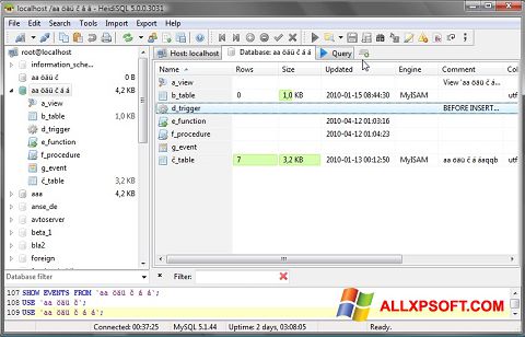 Screenshot HeidiSQL for Windows XP