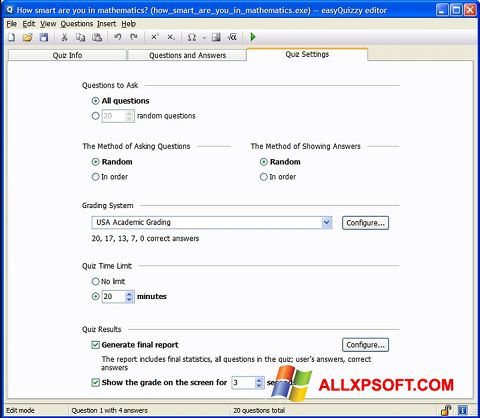 Screenshot easyQuizzy for Windows XP