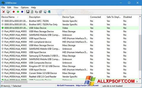 Screenshot USBDeview for Windows XP