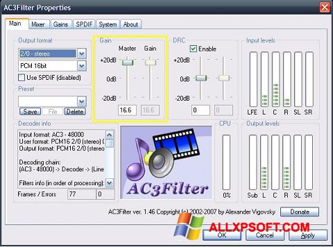 Screenshot AC3Filter for Windows XP