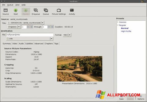 Screenshot HandBrake for Windows XP