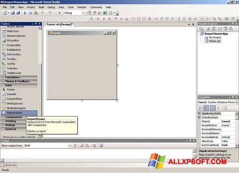 Screenshot Microsoft Visual Studio for Windows XP