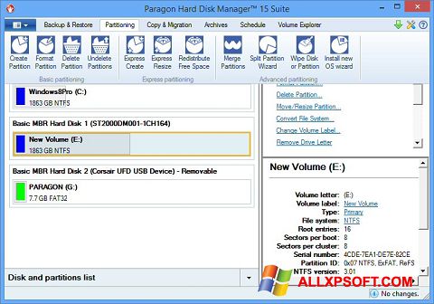 Screenshot Paragon Hard Disk Manager for Windows XP