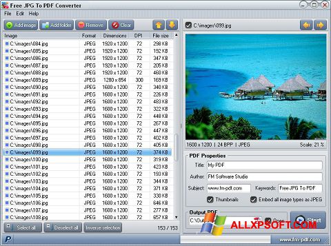 Screenshot JPG to PDF Converter for Windows XP