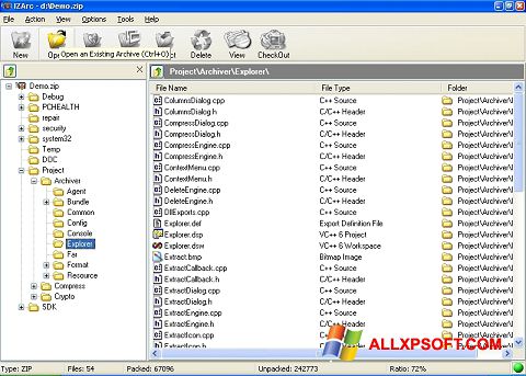 Screenshot IZArc for Windows XP