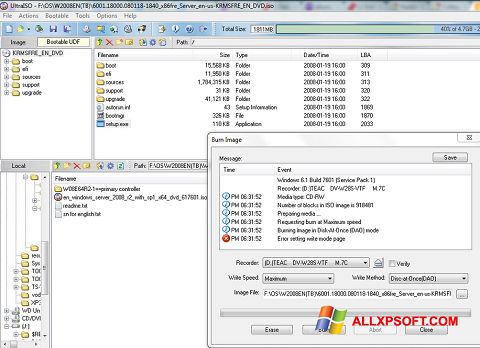 Screenshot UltraISO for Windows XP