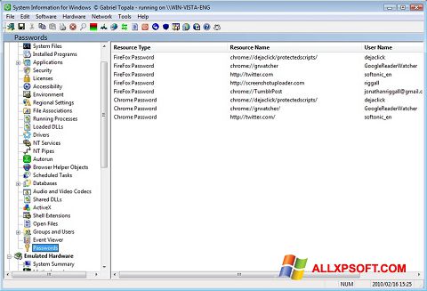 Screenshot SIW for Windows XP