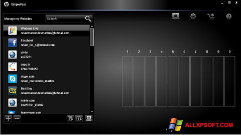 Screenshot HP SimplePass for Windows XP