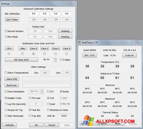 Screenshot Real Temp for Windows XP