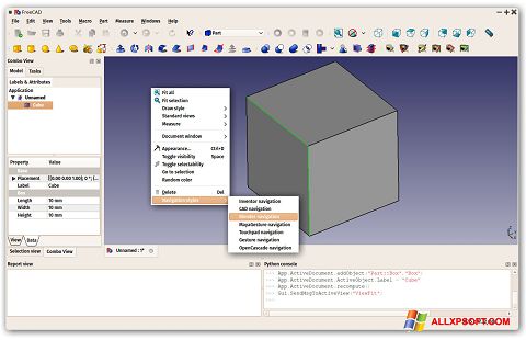 Screenshot FreeCAD for Windows XP