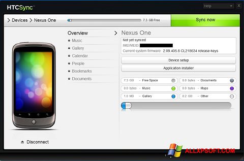 Screenshot HTC Sync for Windows XP