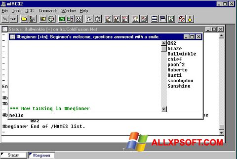 Screenshot mIRC for Windows XP