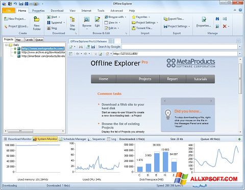 Screenshot Offline Explorer for Windows XP