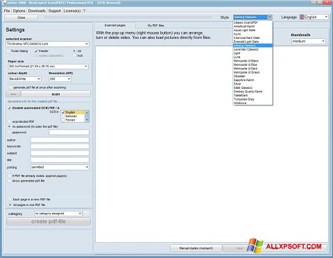 Screenshot Scan2PDF for Windows XP