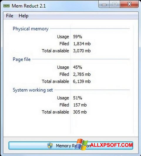 Screenshot Mem Reduct for Windows XP