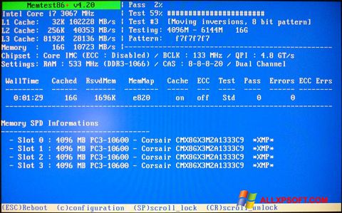 Screenshot MemTest for Windows XP