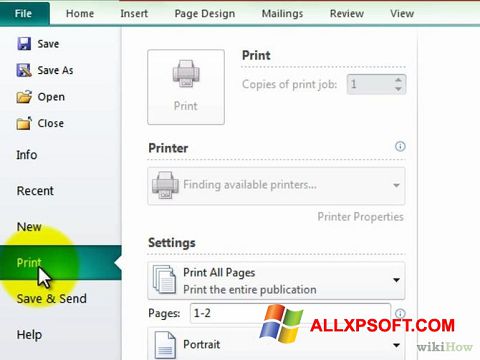 Screenshot Microsoft Publisher for Windows XP