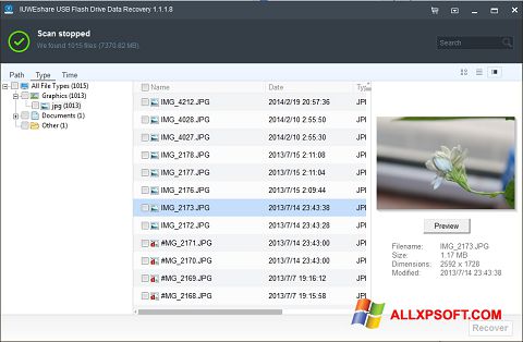 Screenshot USB Flash Drive Recovery for Windows XP