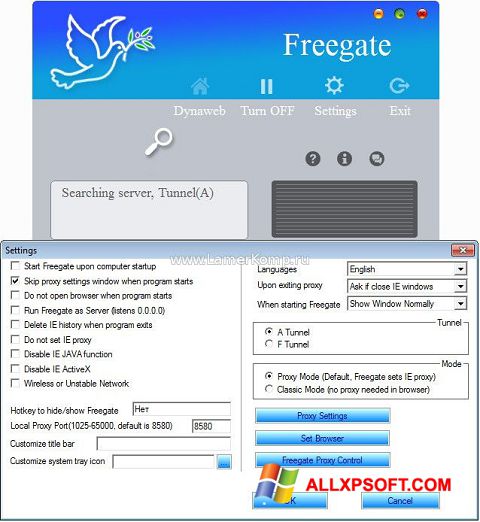 Screenshot Freegate for Windows XP