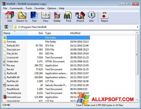 Screenshot WinRAR for Windows XP