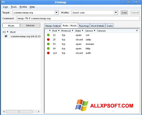 Screenshot Nmap for Windows XP