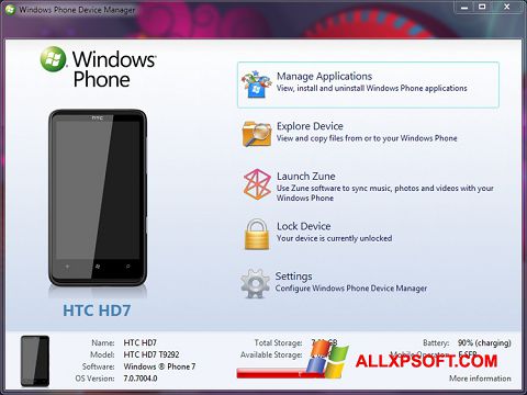 Screenshot Windows Phone Device Manager for Windows XP