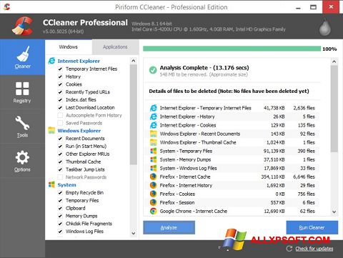 Screenshot CCleaner for Windows XP