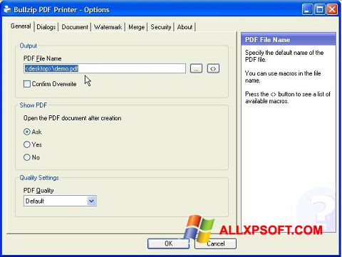 Download BullZip PDF Printer Windows XP (32/64 bit) in English