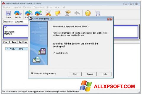 Screenshot Partition Table Doctor for Windows XP