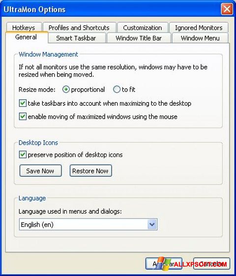 Screenshot UltraMon for Windows XP