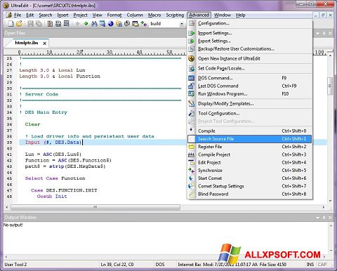 Screenshot UltraEdit for Windows XP