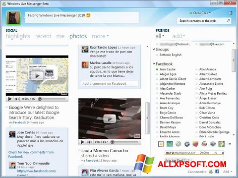 Screenshot Windows Live Messenger for Windows XP